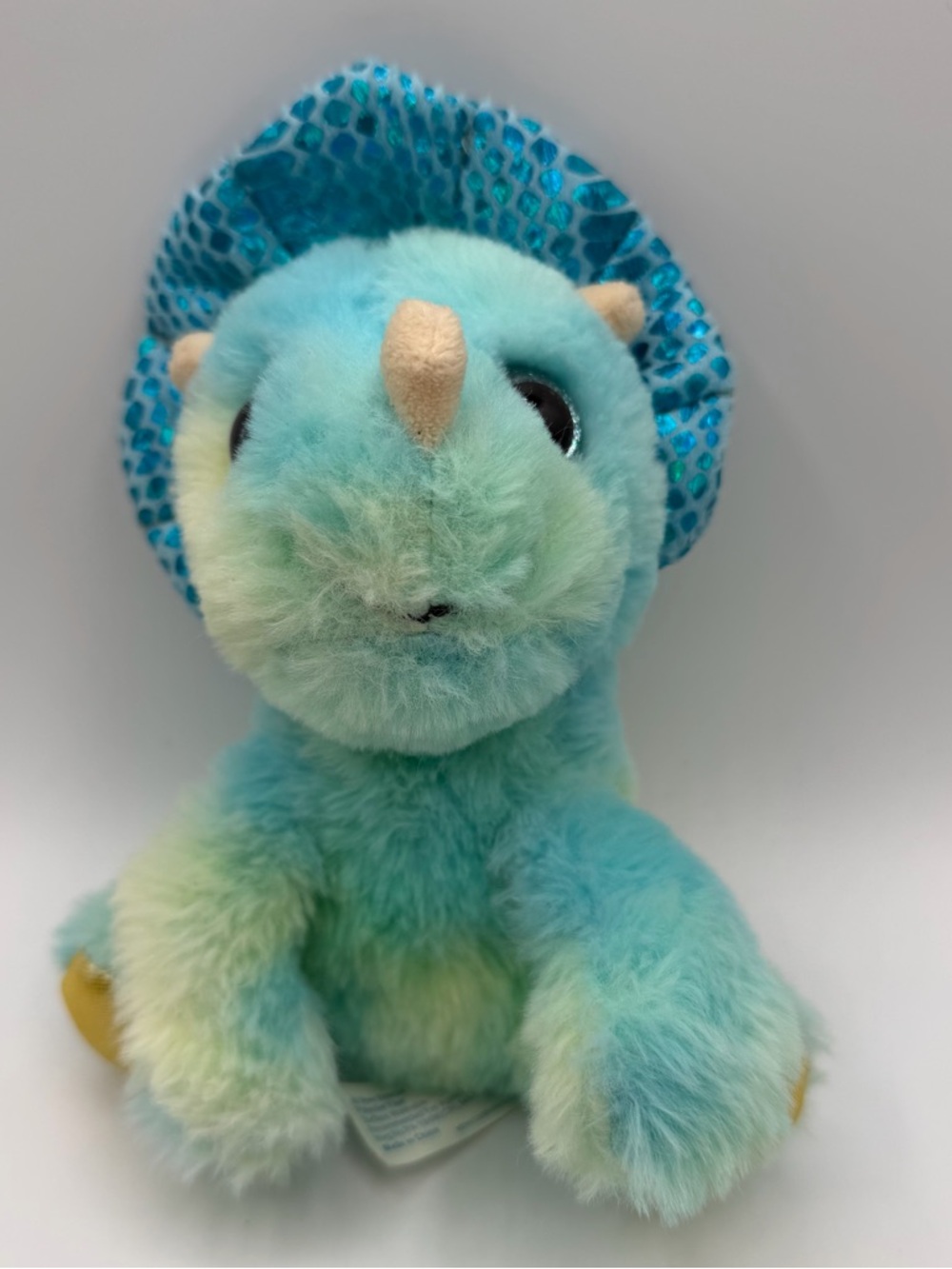 Midwood Triceratops Plush 8" Teal Blue Gold Dinosaur Stuffed Animal